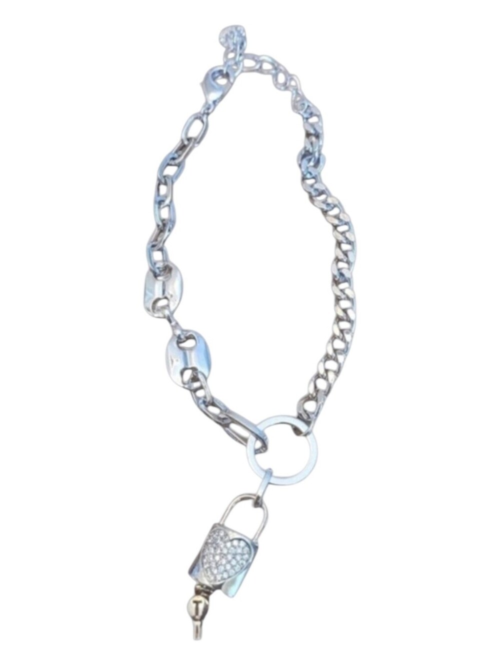 NWOT Silver Heart Padlock Chain Bracelet for Women